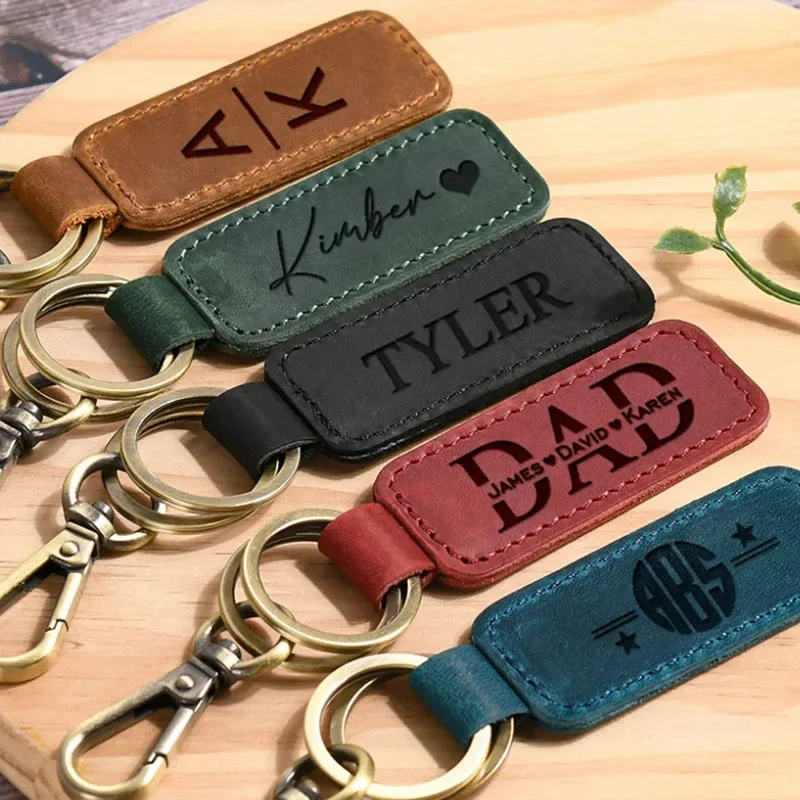 Leatherwork Keychain - Laser Custom Logo Leather Keychain Engrave