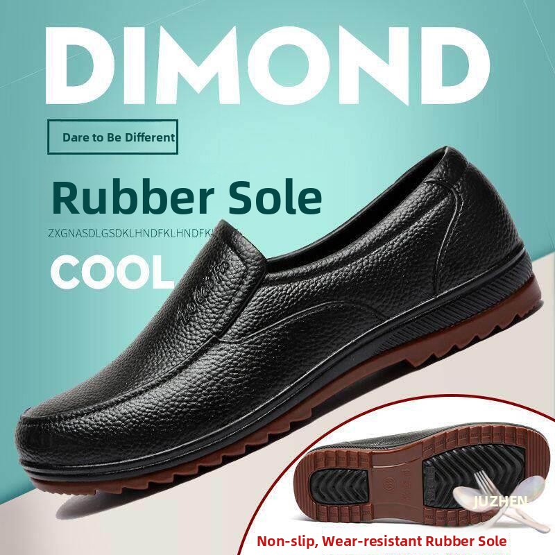 Leather Work Youtube - Men's Chef Anti-slip Leather Shoes Plastic