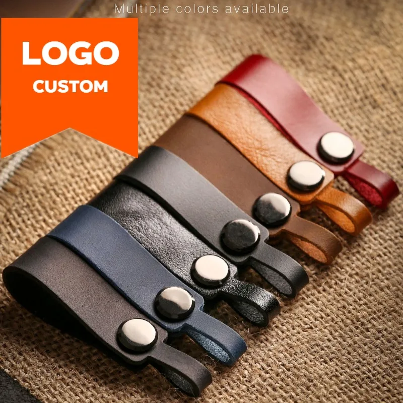 Leatherwork Keychain - Laser Custom LOGO Crazy Horse Genuine