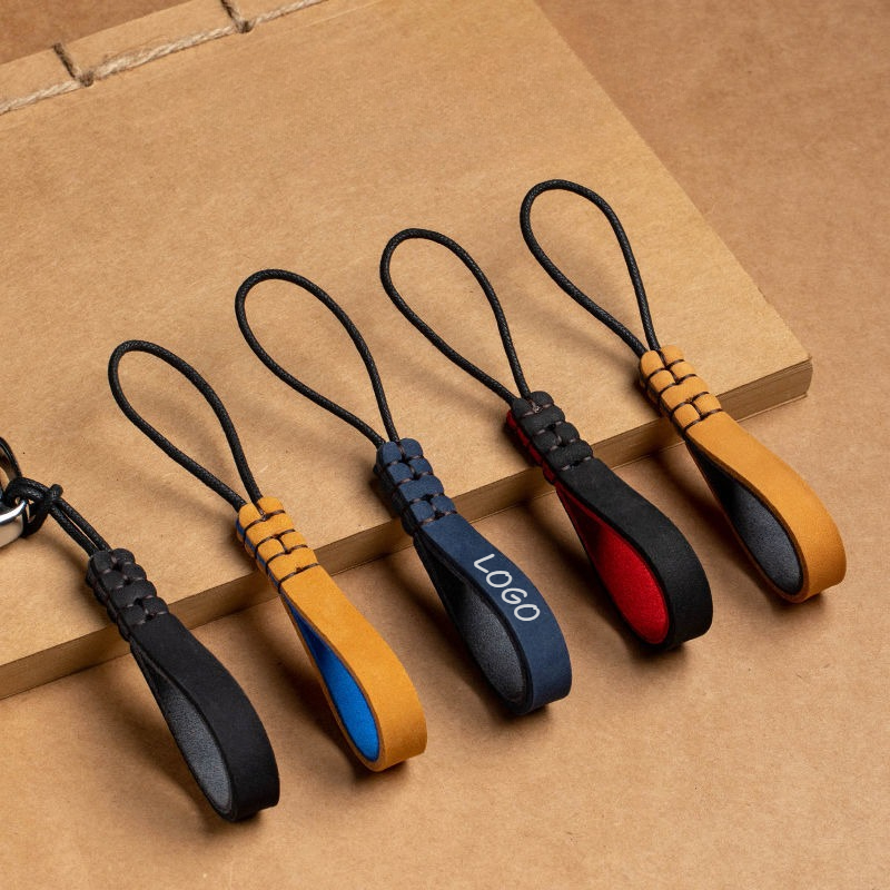 Leatherwork Keychain - Customized LOGO Keychain Blank Genuine Leather