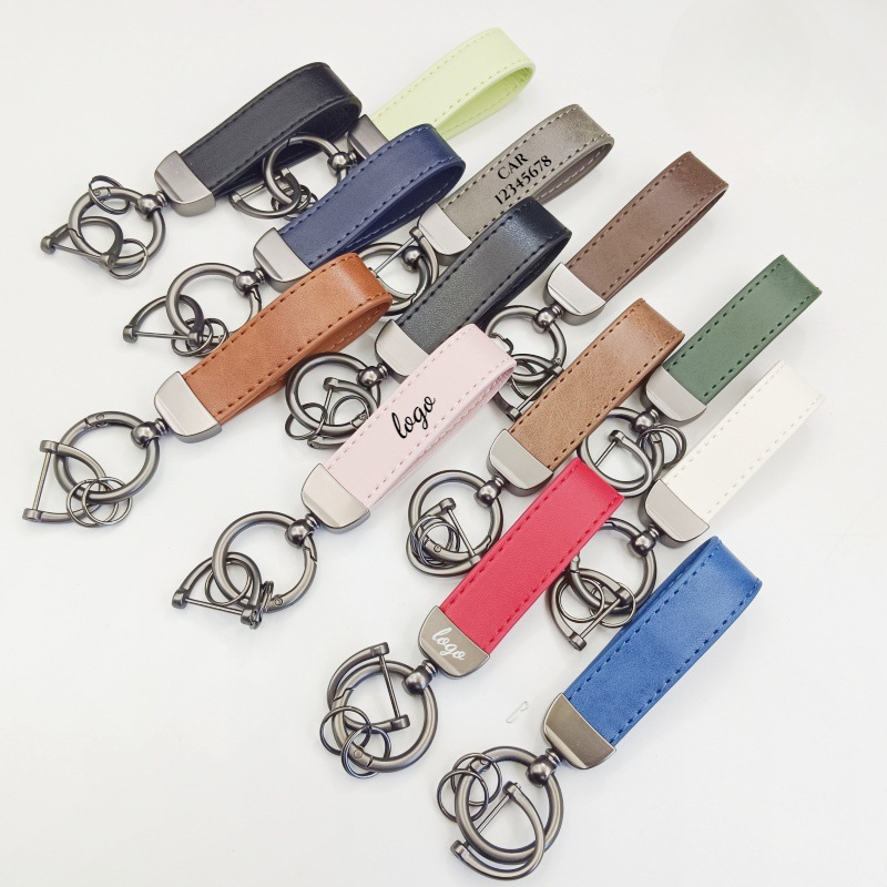 Leatherwork Keychain - Laser Custom LOGO Discolored Leather Keychain