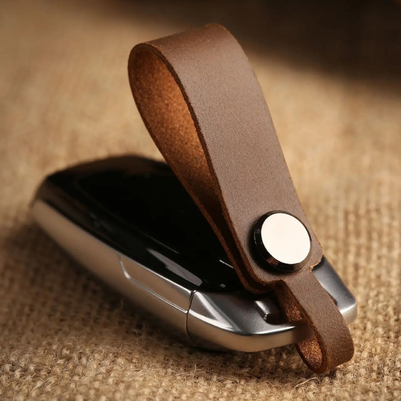 Leatherwork Keychain - Custom LOGO Genuine Leather Keychain Men's