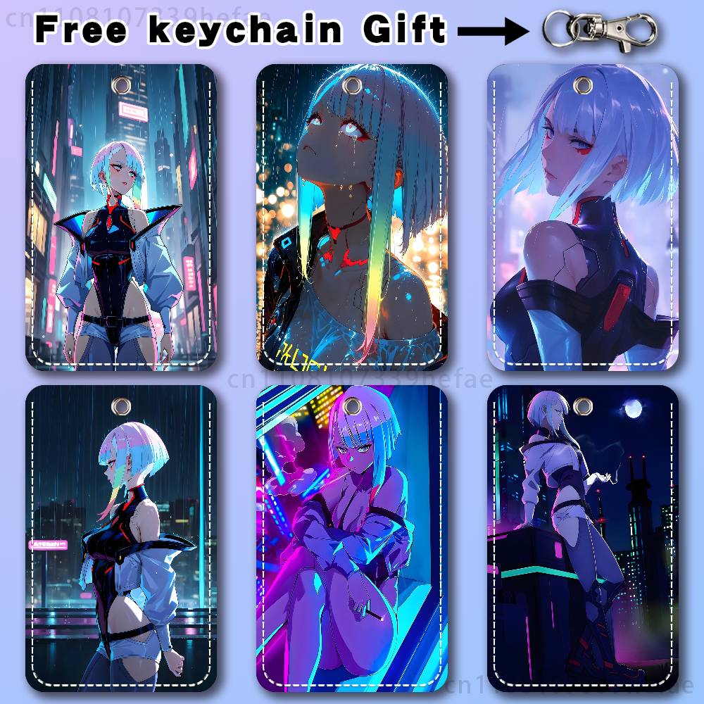 Leatherwork Keychain - Lucy C-Cyberpunk E-Edgerunners Holder Keychain For